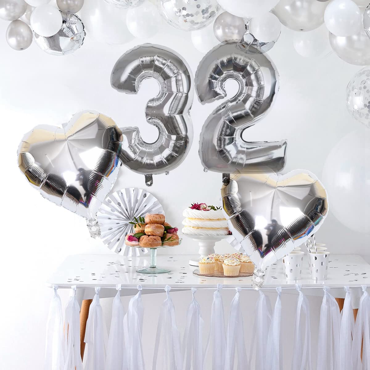 Silvester 2026 Zahlenballons 32 Zoll - 4-teiliges Set Für Neujahrsparty In Silber