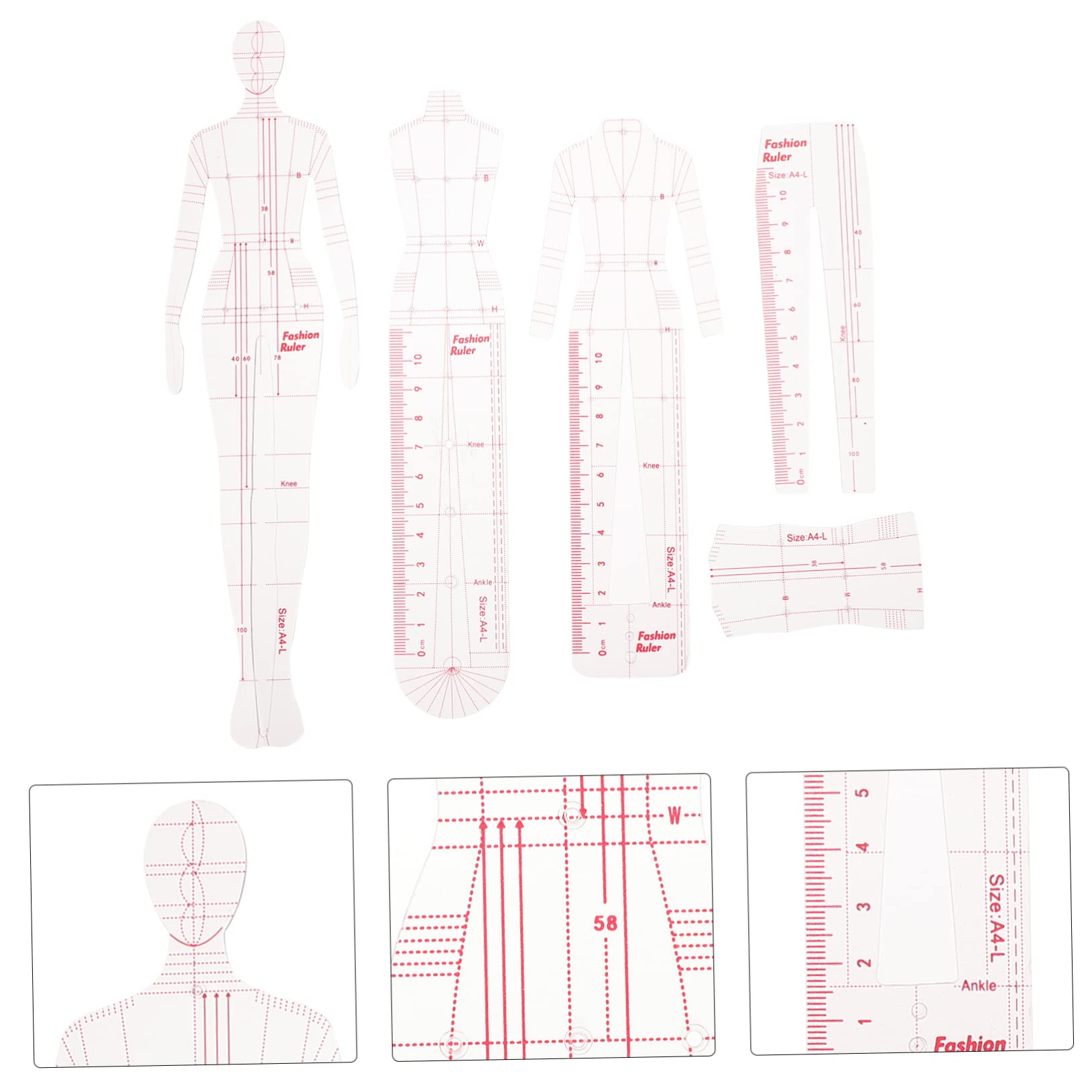 TEHAUX 3juegos Plantilla De Regla De Medición De Moda Para Dibujo De Ropa Femenina De Regla De Costura Curva Herramienta De Diseño Para Principiantes y Profesionales