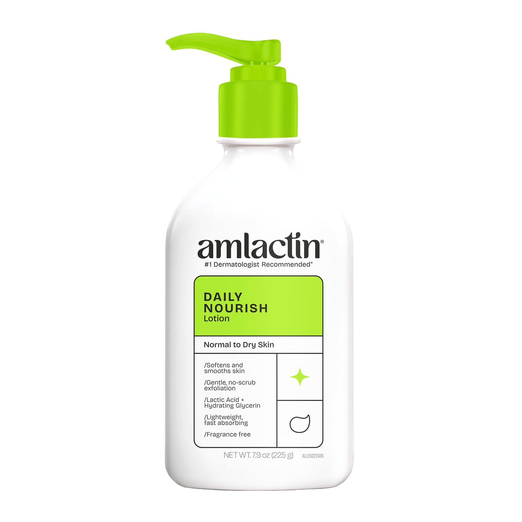 Daily Nourish Therapeutic Body Lotion for Dry Skin - No-Scrub Exfoliator and Moisturizer - AmLactin 12% Lactic Acid Lotion, 7.9 oz (Packaging May Vary)