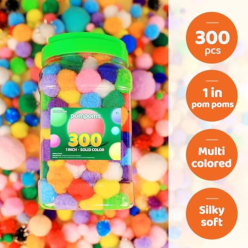 Miniatura 2 de Eppingwin 300 pompones multicolor de 1 pulgada, pompones suaves para manualidades, para proyectos de manualidades (multicolor)
