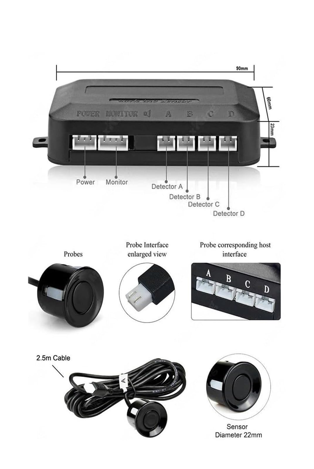 Sensores Radar Marcha Atrás para Coche,Asistencia Aparcamiento Monitor Detector con Pantalla Sonido Advertencia 4 Sensor De Aparcami(Plata)