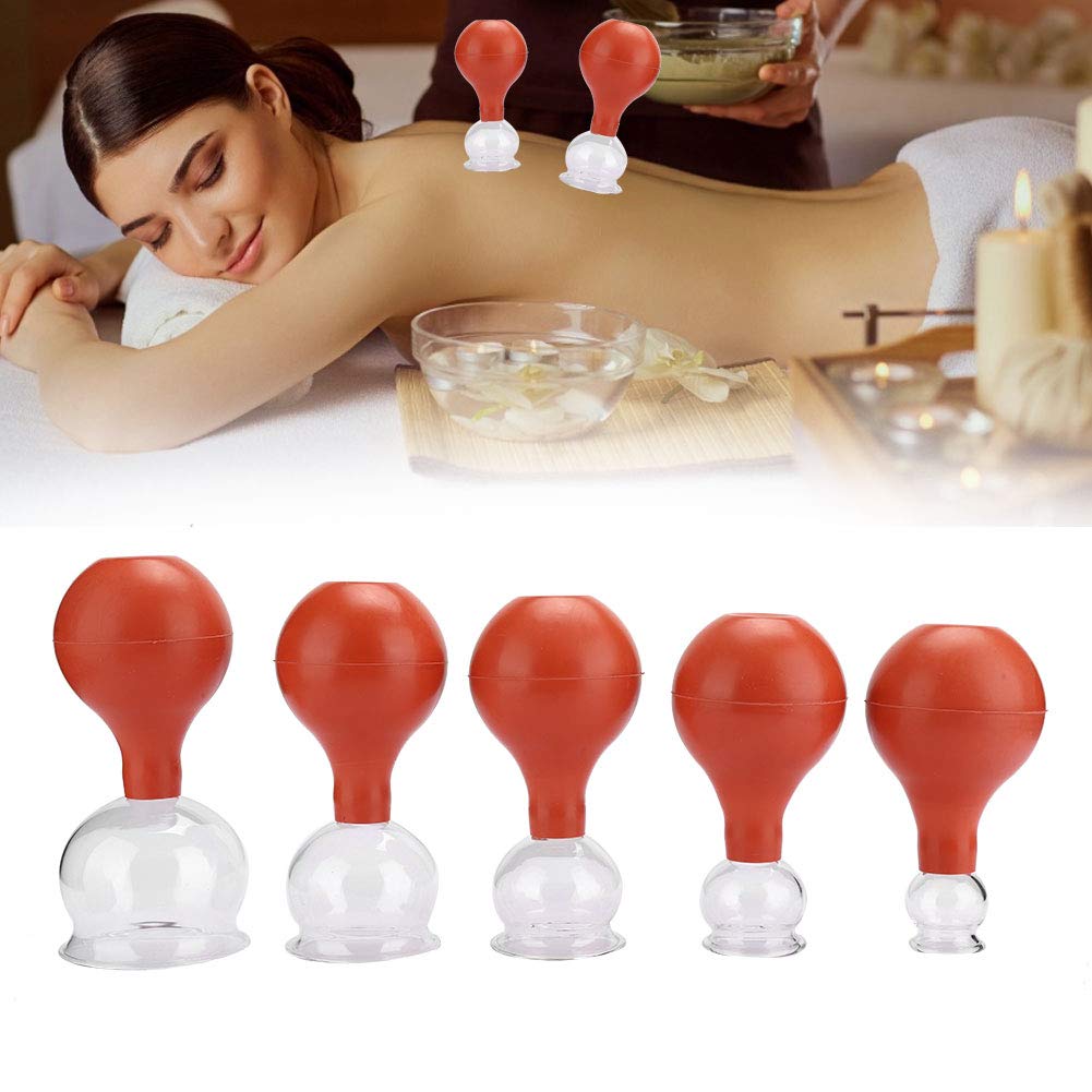 5-teiliges Set Vakuum-Schröpfbecher Set, Glas-Schröpfbecher Schröpfen Manuelle Rückenmassagegeräte für die tägliche gesunde Pflege, Körpertherapie Glasschröpfen für Rückenmassagegeräte Massage-Schrö