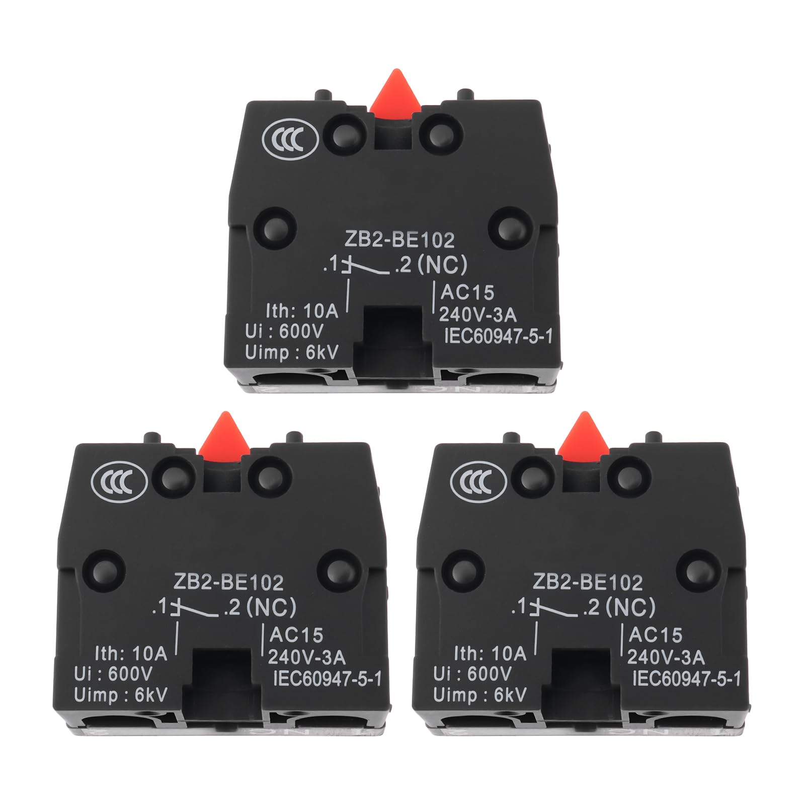 eMagTech 3X Self-Resetting Pushbutton Switch ZB2-BE102 Compatible with Schneider Normally Closed Switch