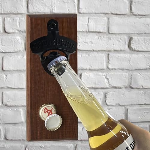 Miniatura 3 de ZBAwvini 4 abrebotellas montado en la pared abridores de botellas de cerveza de metal antiguo negro para barras al aire libre rústico gabinete con