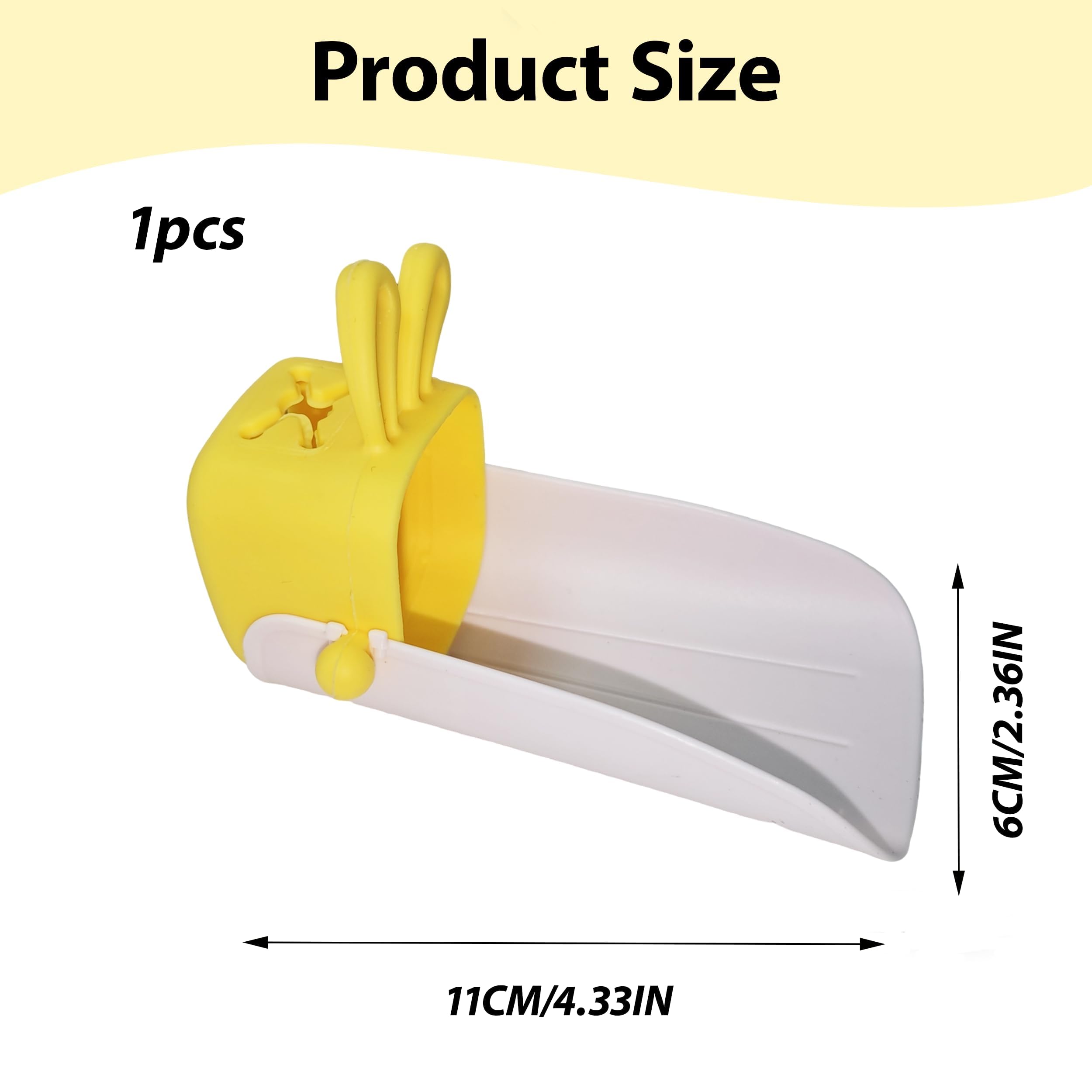 Prolongateur de Robinet Enfant Jaune, Rallonge de Robinet Mignonne avec Oreilles de Lapin en Plastique, Extension pour Lavabo d'Enfants, Facile à Installer pour Cuisine et Salle de Bain