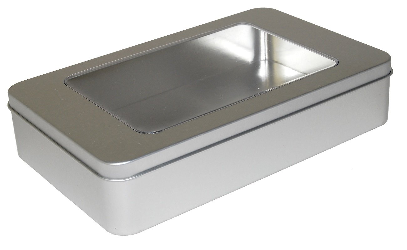 mikken # 42045 Number Storage Tins with Window, Canister, Jar, Metal, Silver, 20.8 x 13.1 x 4.5 cm