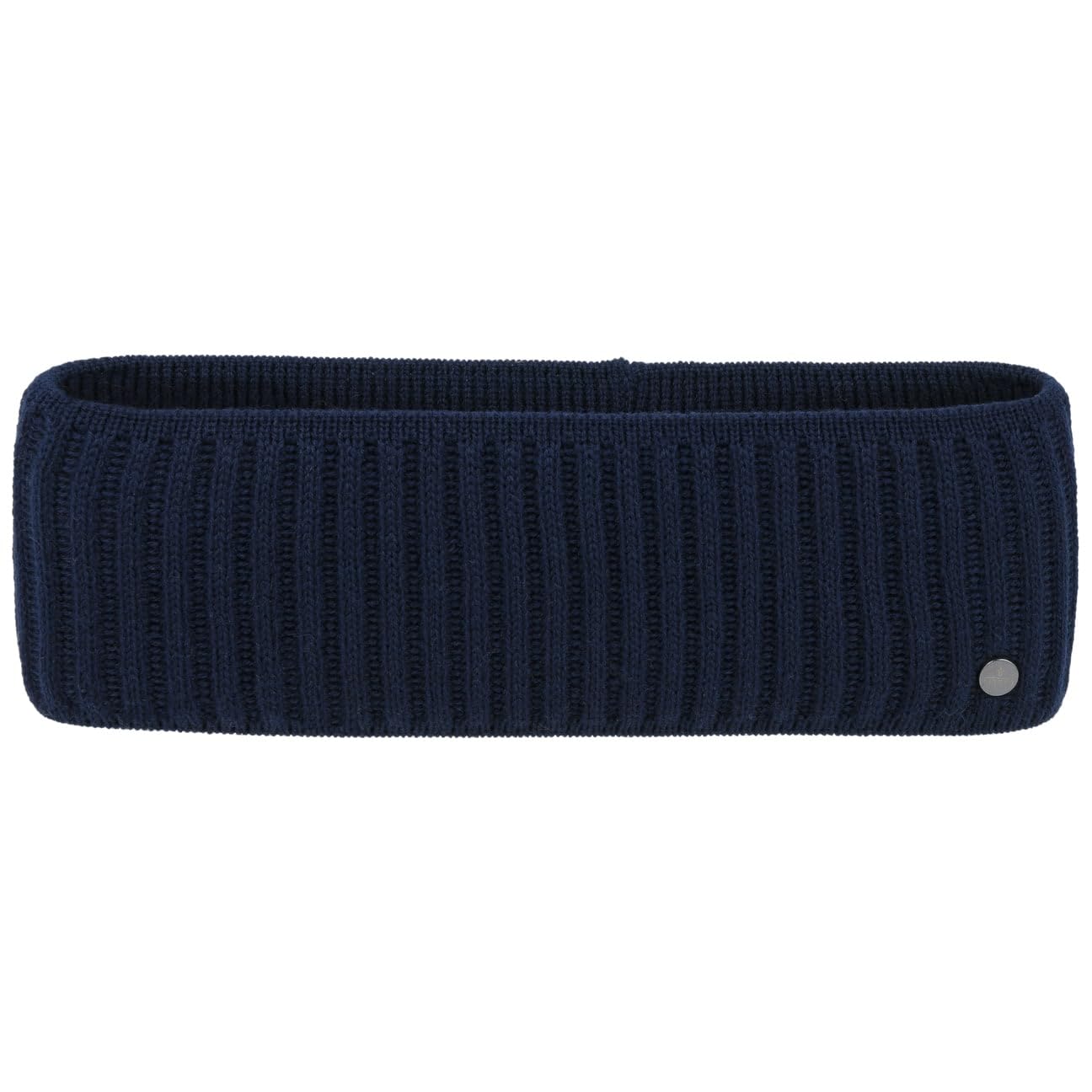 Lierys Ferri Women´s/Men´s Headband (8.5 cm Wide) - Made in Germany - Rib Knit Ear Muffs Made of new Wool - Ear Warmers Lined with Cotton - Head Wrap Autumn/Winter - Navy