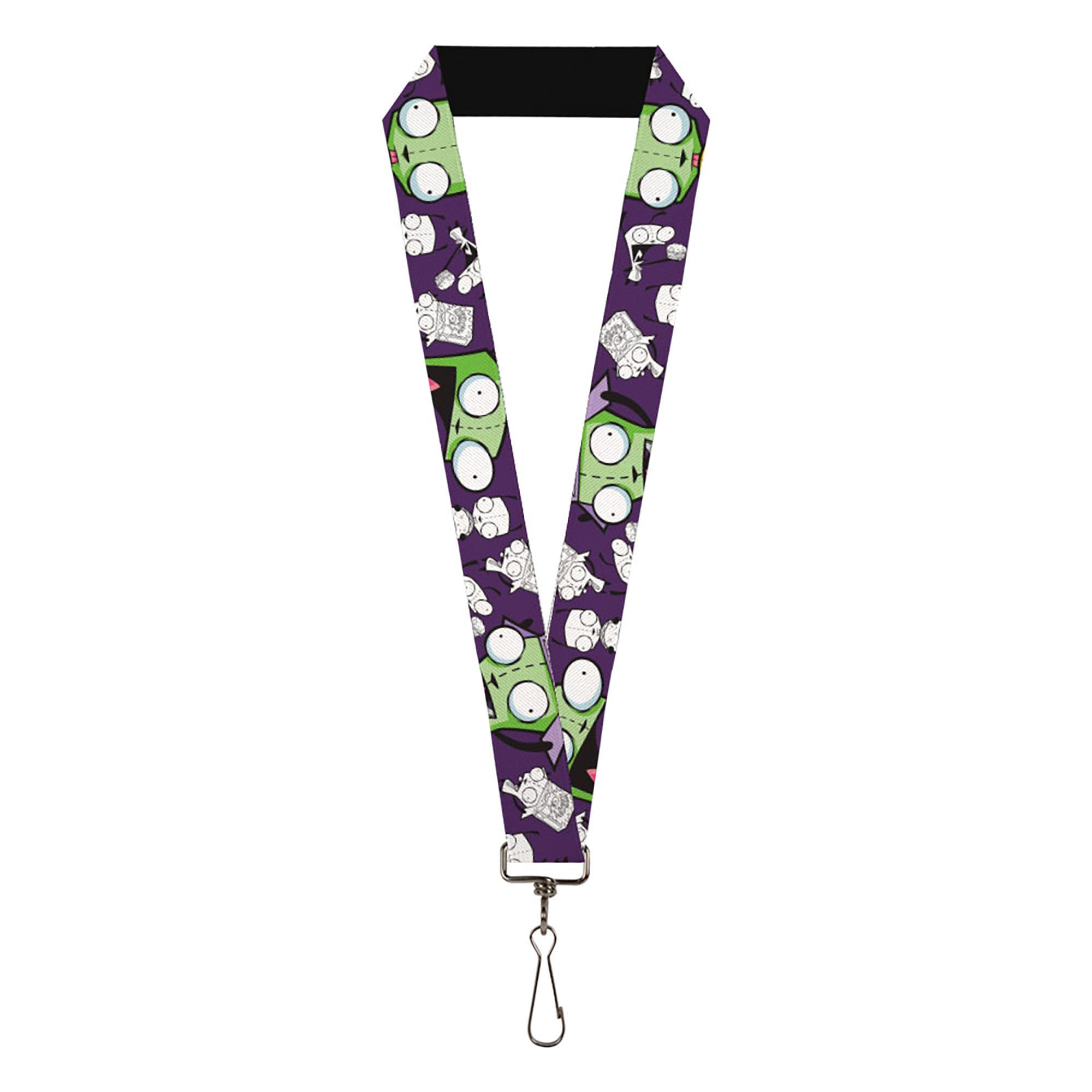 Buckle-Down Nickelodeon Lanyard, Invader Zim Gir Poses and Sketch Purple, Elastic