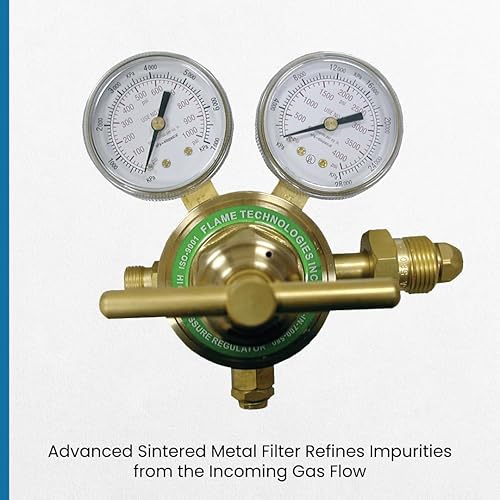Miniatura 4 de Regulador de pistón de alta presión para gases inertes, regulador para nitrógeno y gas argón, cuerpo y capó de latón forjado, escala dual fácil de