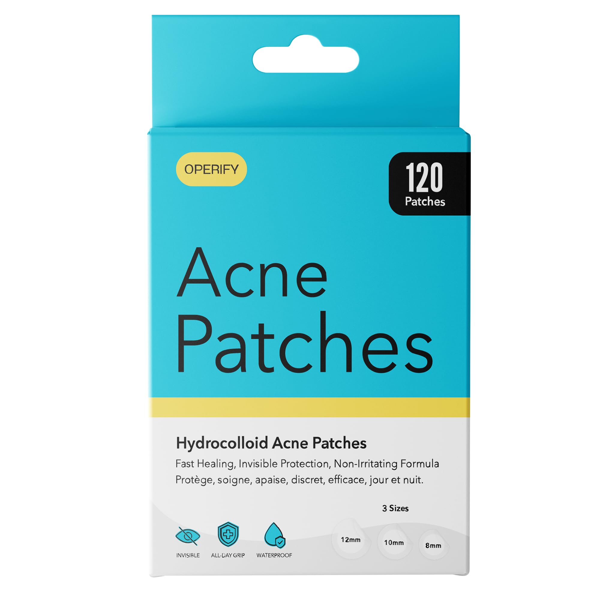 OPERIFY Acne Patches, (Pack of 72) Translucent Hydrocolloid Pimple Patch Spot Treatment Stickers for Face and Body