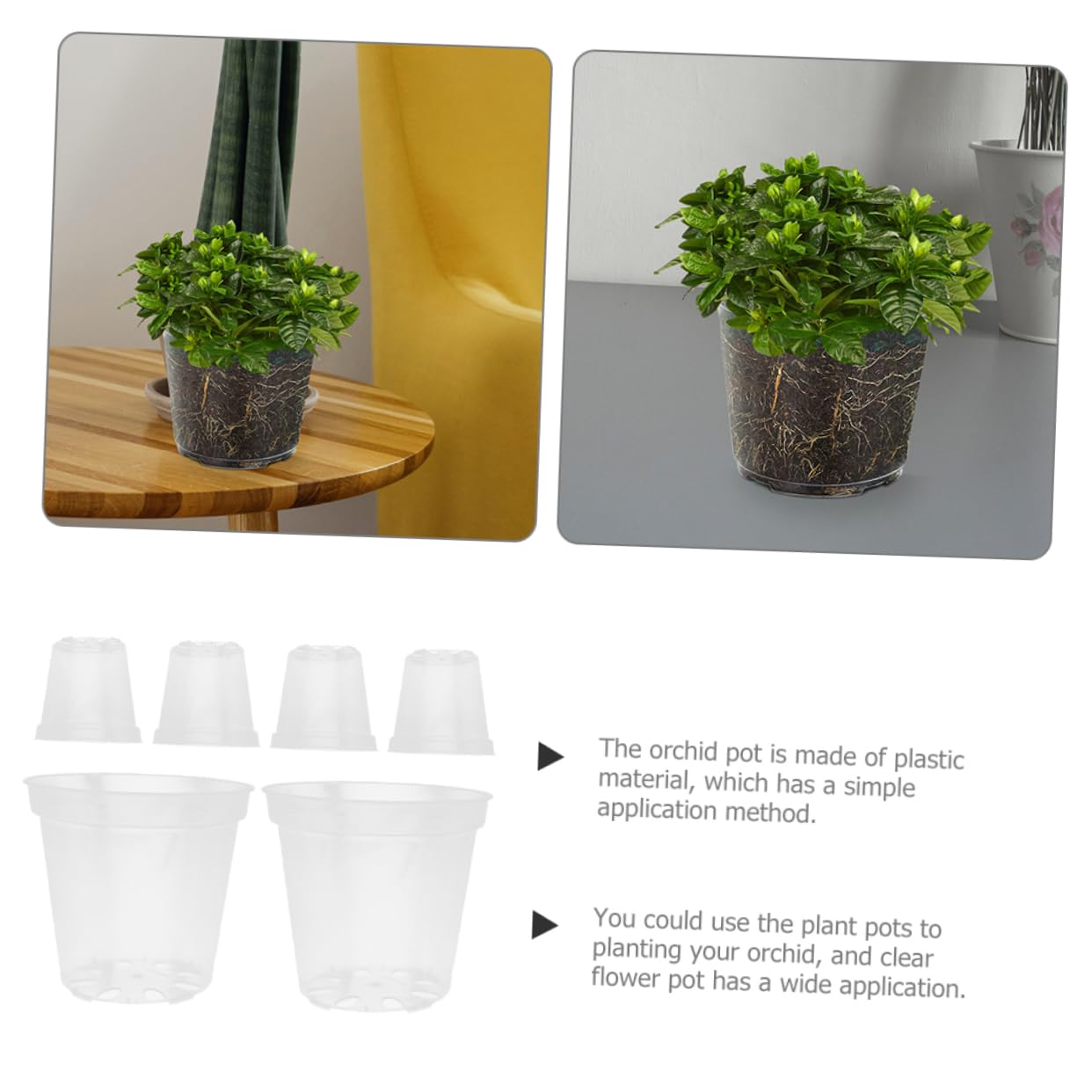 6 Pots Orchidées Transparents En Plastique - Petits Pots Intérieur/extérieur Avec Trous De Drainage, Pour Plantes
