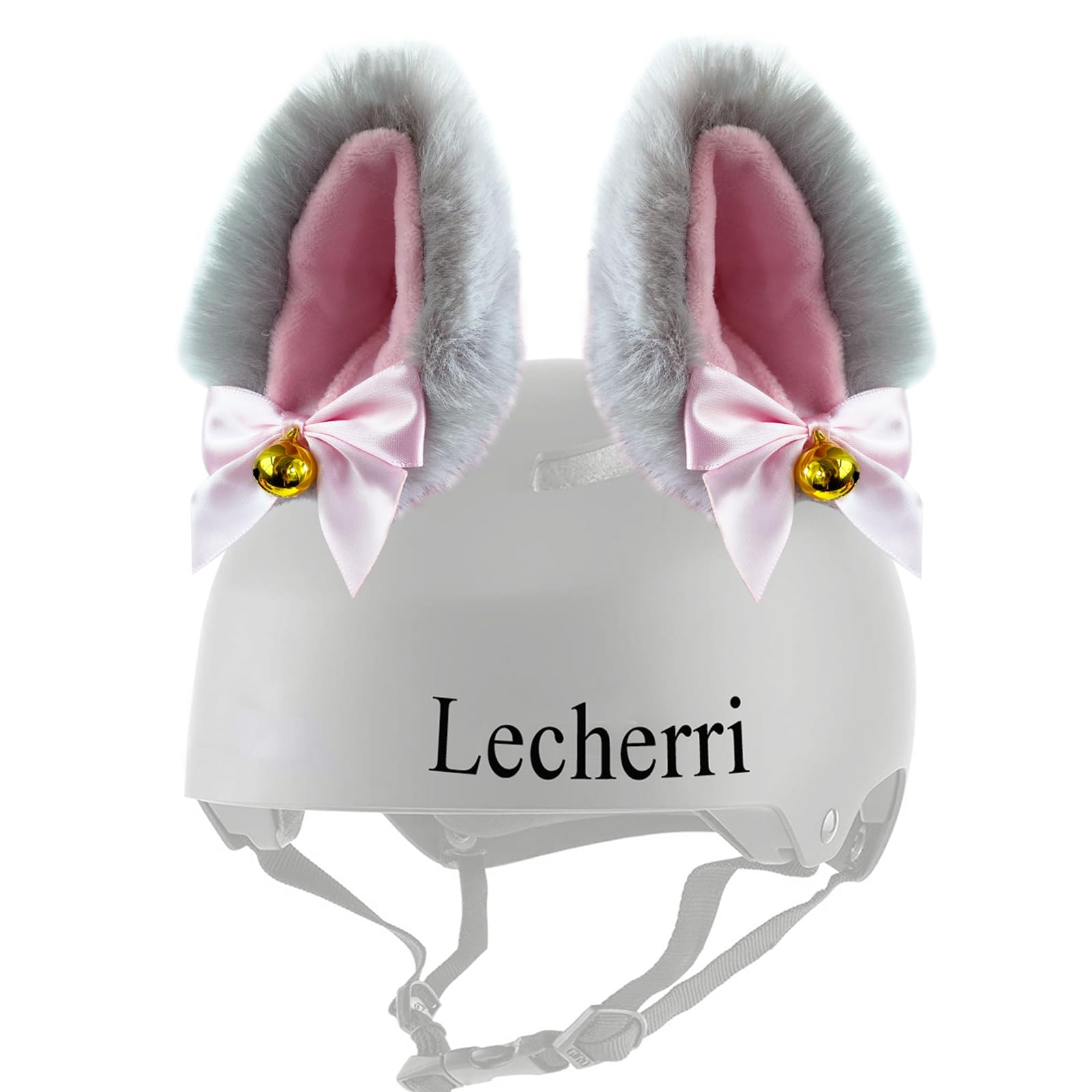 Lecherri Cat Ears for Helmet Fox Ears with Bell Helmet Accessories 2PCS for Motorcycle Bicycle Ski Helmet Velcro Reusable Design(Helmet Not Included)