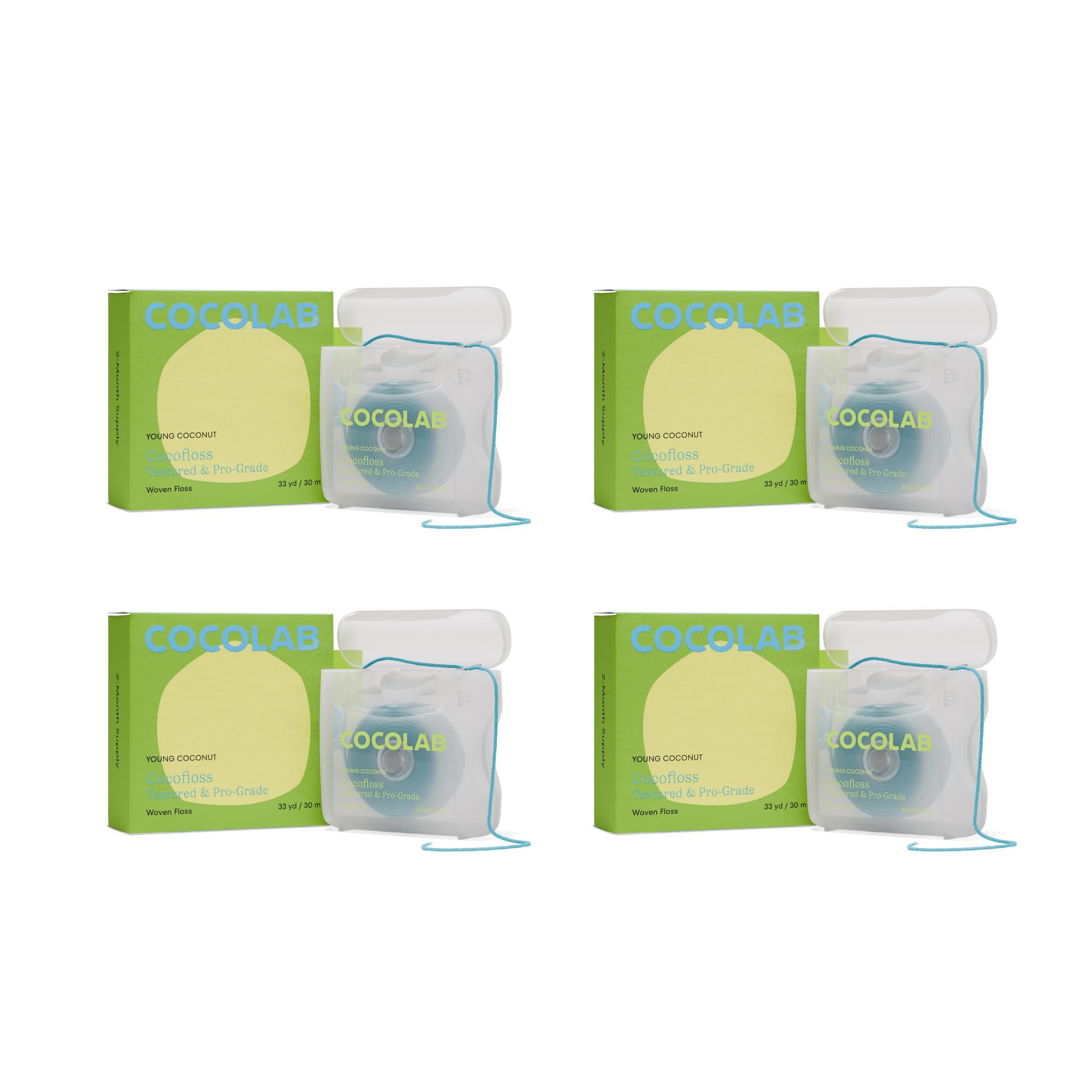 CocoflossCoconut-Oil Infused Luxury Dental Floss | Dentist Designed | Vegan and Cruelty-Free, GF | Floss Party for Men & Women | 8 Month Supply (32 Yds x 4 Units) |