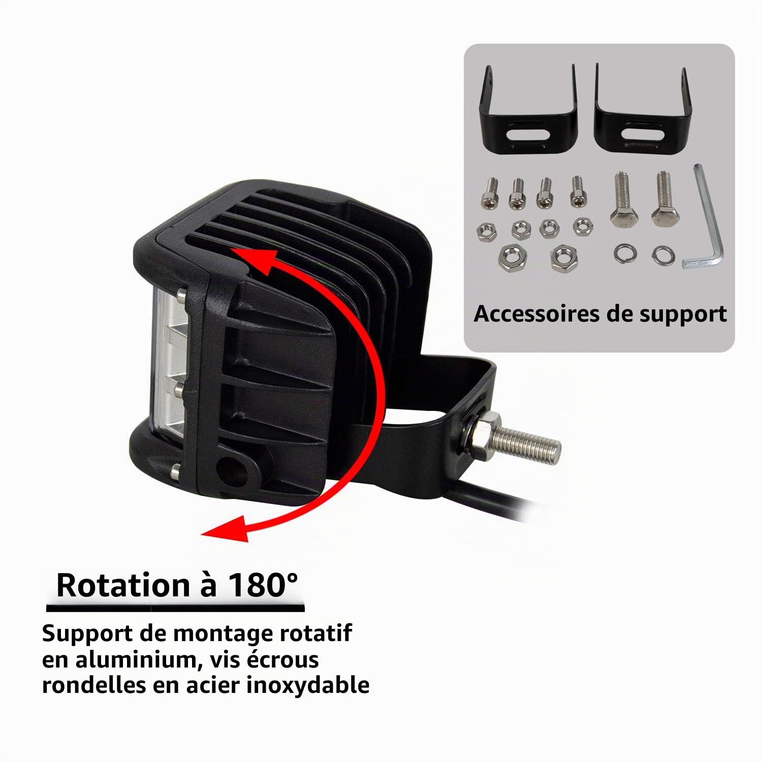 SKYWORLD 2 Pcs 10 cm 4 pouces 60W Feux travail led stroboscopique, 12V 24V Phare de travail led, projecteurs lumière Spotlight pour Offroad Voiture camions 4x4 Tracteur, feu antibrouillard