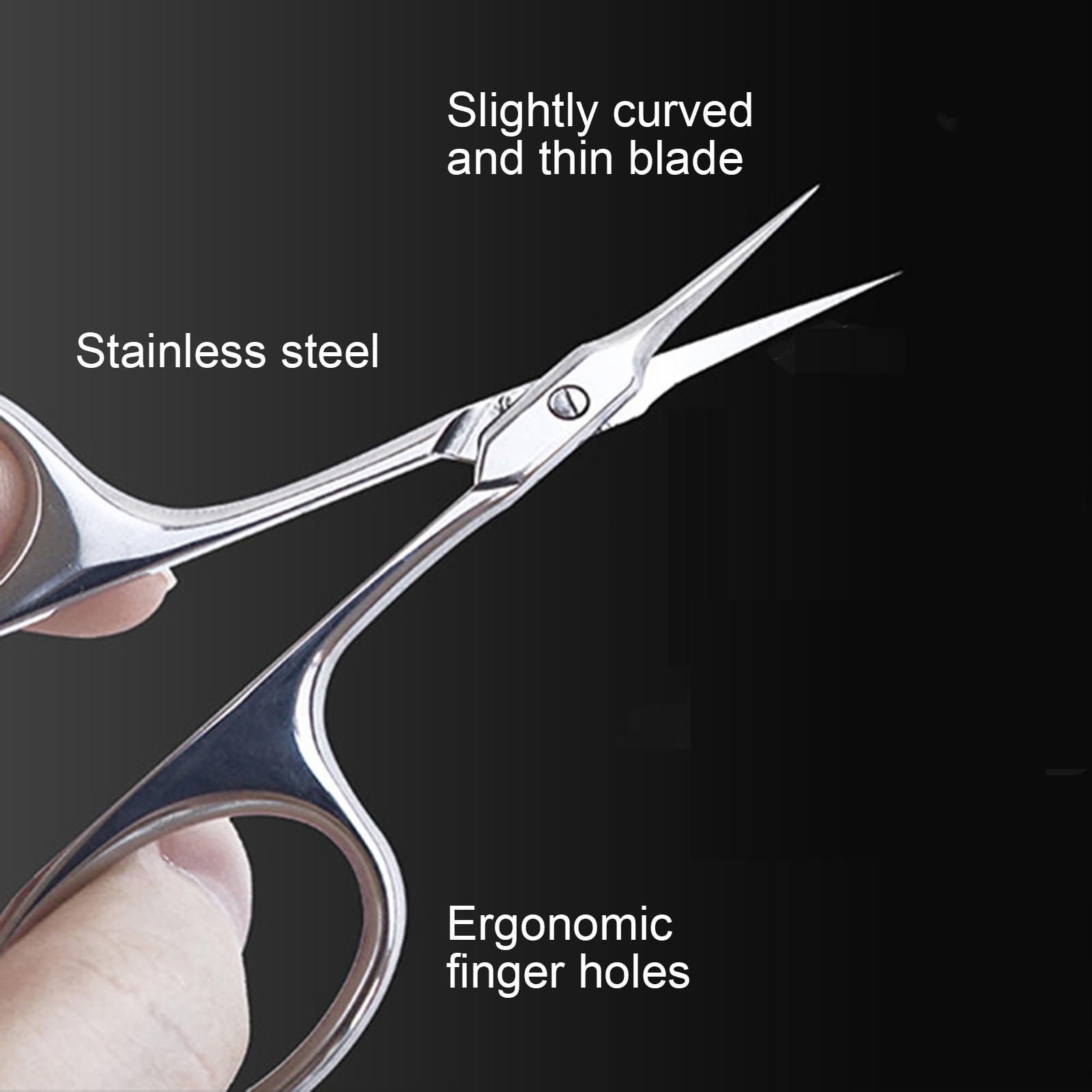 Tijeras profesionales para Cutículas, Tijeras de Belleza en Acero Inoxidable para Cejas, Bigote, Nariz Vello, Tijeras Manicura Tijeras Corta Cuticulas - 3