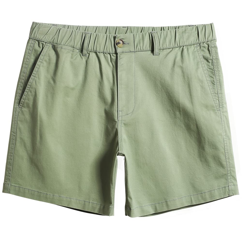 maamgic Men's Classic-fit 5.5" Cotton Casual Shorts Elastic Waistband with Multi-Pocket Daily Wear Walking Summer Outfit