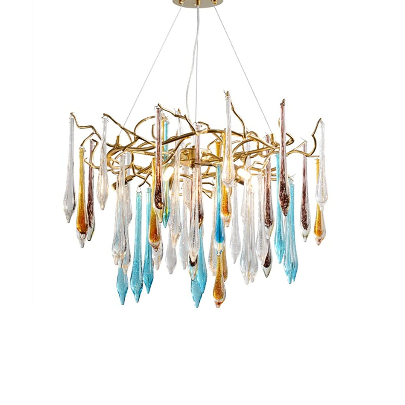 CZYLJLK Creative Branch Drop Crystal,Modern Golden Ceiling Pendant Light Simple Industrial For Living Room Dining Bedr,Luxury Clear Droplet