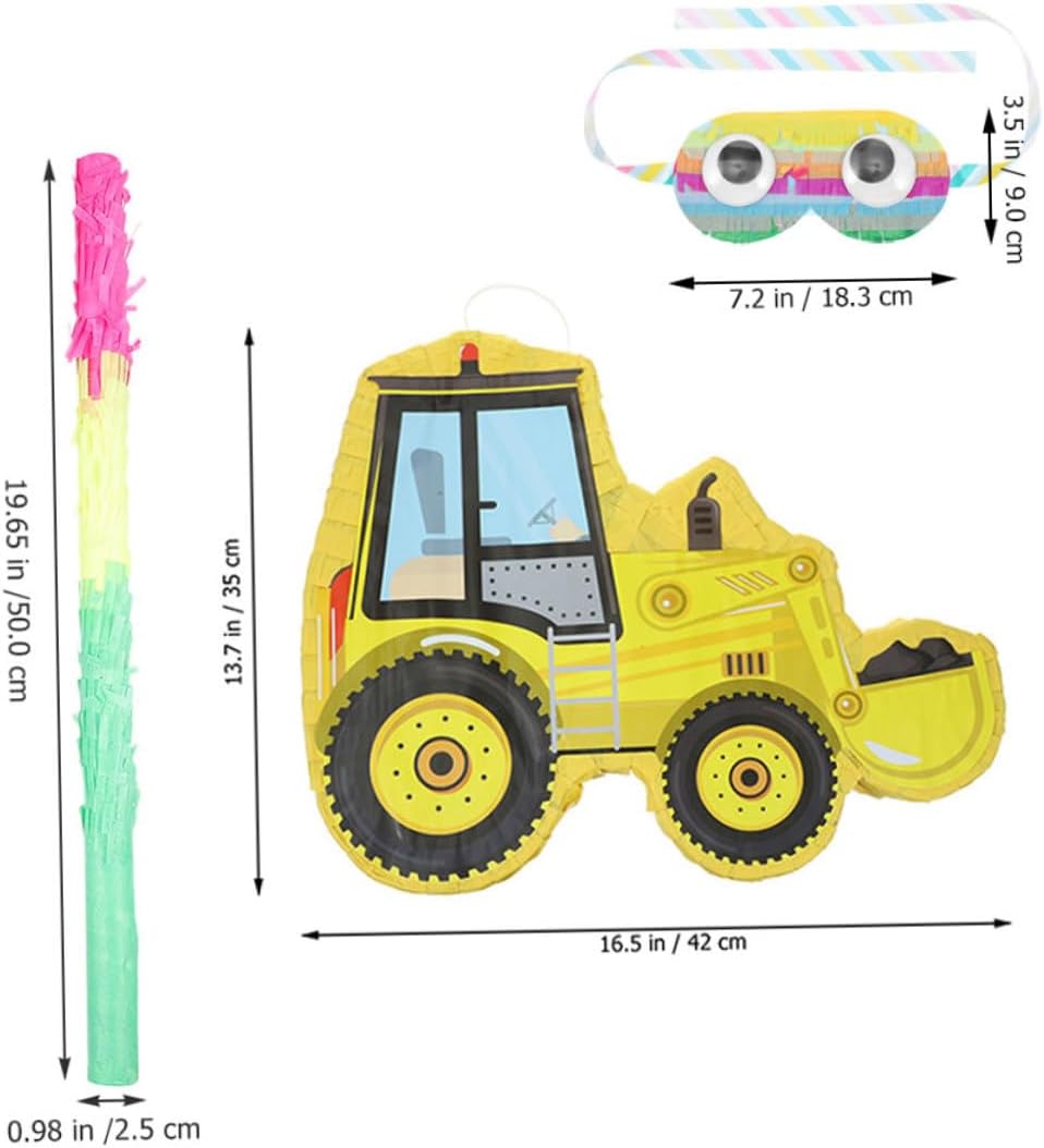 1Set Excavator Truck Pinata Construction Pinata with Stick Blindfold for Birthday Parties Festivals and Celebrations Party Supplies