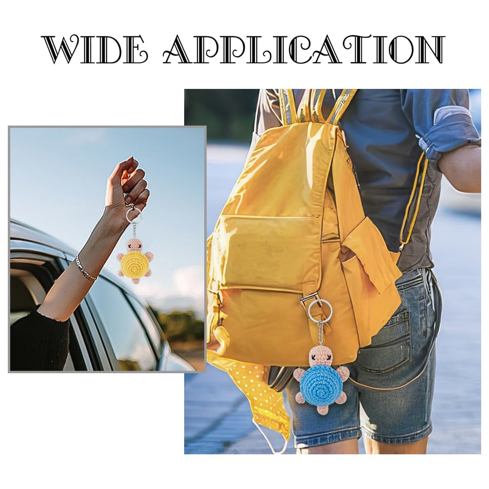 WEBEEDY Set di 4 portachiavi fai da te con tartarughe all'uncinetto, kit per principianti per adulti con video passo-passo, fatto a mano, per regali di anniversario e compleanno