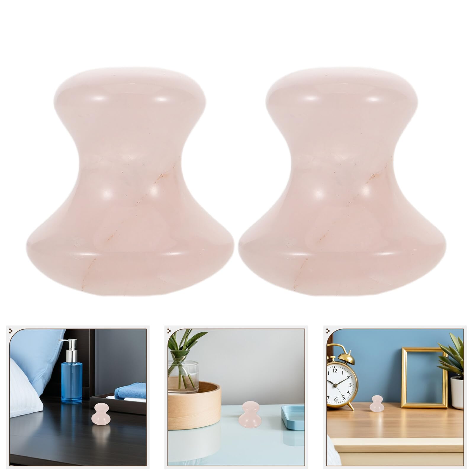 VILLCASE 3pezzi Rullo di Pietra Preziosa per Massaggio Viso Strumento Gua Sha Fungo in Cristallo Pietra per Raschiatura Facciale Massaggiatore per Viso Portatile
