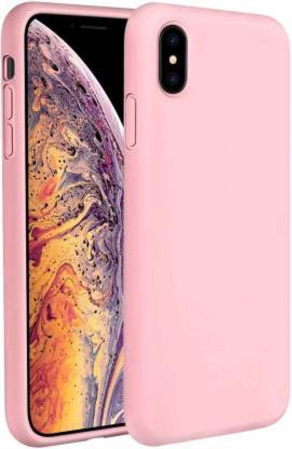 Zubitech iPhone XS Max Soft Liquid Silicone Gel Case Full Body Shockproof Rubber Protection Matte Finish Cover Soft Microfiber Lining Cushion Slim Back Case (iPhone XS Max, Pink)
