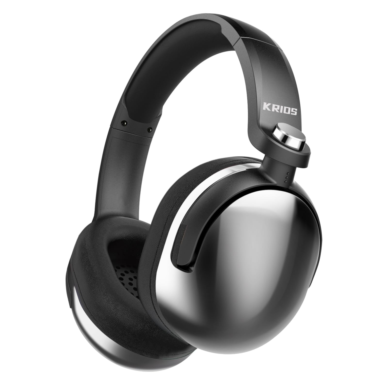 KRIOS BK4 headphones shown with a smartphone displaying Bluetooth pairing options, indicating Bluetooth 5.3 for stable and high-speed connection.