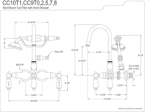 Miniatura 2 de Kingston Brass CC9T2 - Grifo de bañera vintage con patas de garra, centro de 7 pulgadas, latón pulido