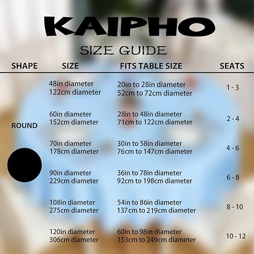 Miniatura 6 de KAIPHO Mantel redondo azul bebé impermeable resistente a las manchas, tela sin arrugas, lavable, de 210 GSM, poliéster para fiesta, banquete, boda,