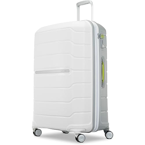 Samsonite Freeform Hardside Expandable with Double Spinner Wheels, Checked-Large 28-Inch, White/Grey
