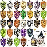 30 Pcs Halloween Dog Bandanas Bulk Adjustable Dog Scarves Bibs Pumpkin Bat Ghost Puppy Bandanas Pet Neckerchief Washable Holiday Halloween Bandanas for Small Medium Large Dog Pet Grooming Accessories