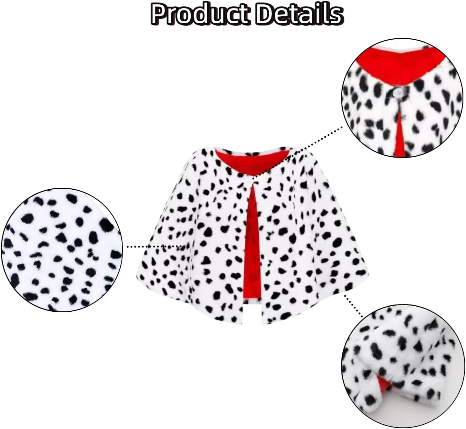 Minggo 10pcs Halloween Costume for Women 2025 Dalmatian Shawl Dress Up Cosplay Black White Coat with Wig Accessories for Adult - Image 4