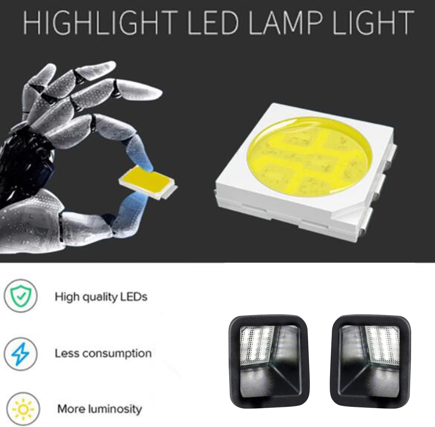 F-250 Super Duty Led License Plate Light Tag Lamp Housing Assembly Replacement For Ford 2017-2022 F-350 F-450 Super Duty Pickup Truck 6000k, Smoke Lens