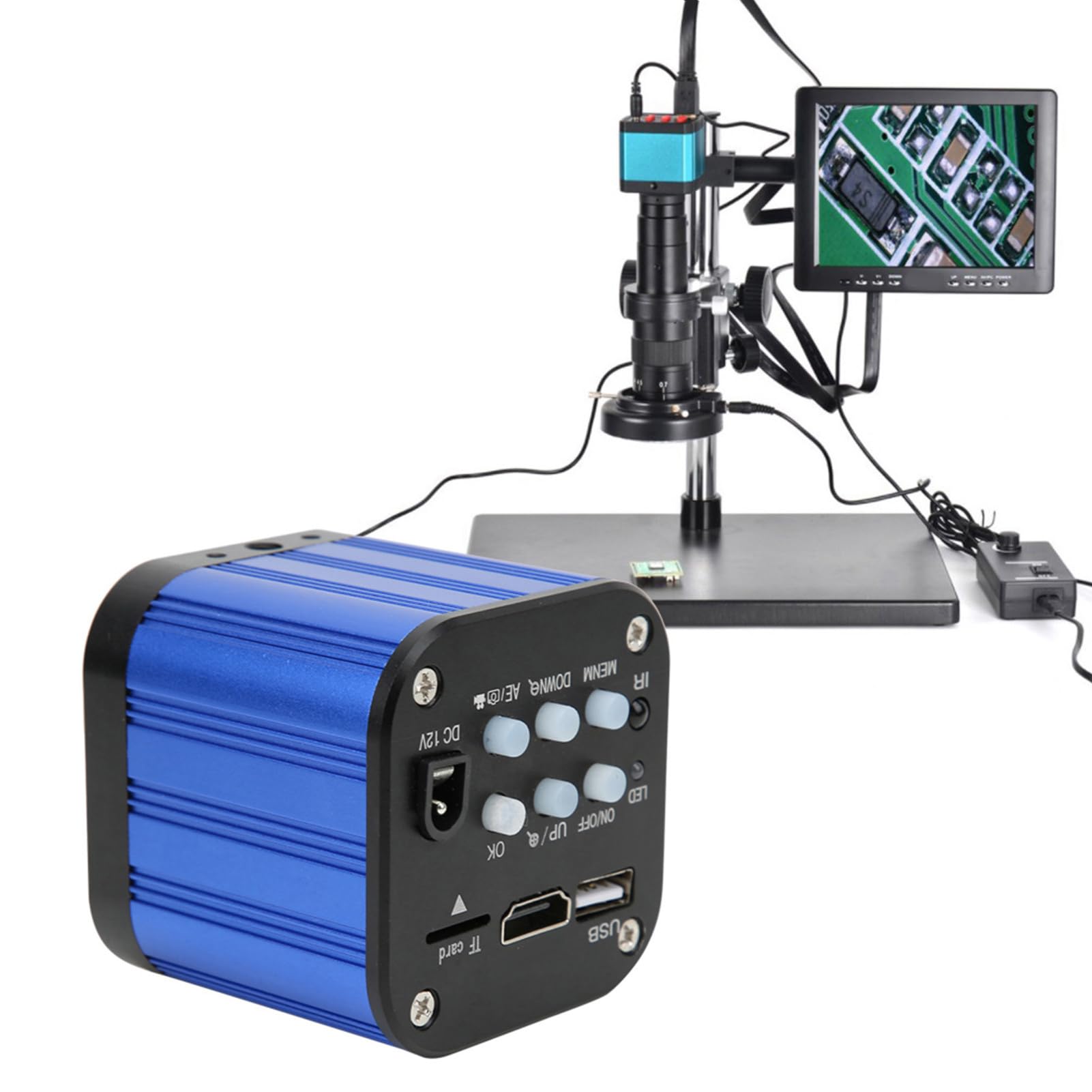 4K USB Microscopio Digital USB Industrial,Cámara de Microscopio Eléctrico Digital,Salida Dual/USB,Microscopio Multilengua para Sony IMX CMOS 1/2.3 4K Sensor (Enchufe de la UE)