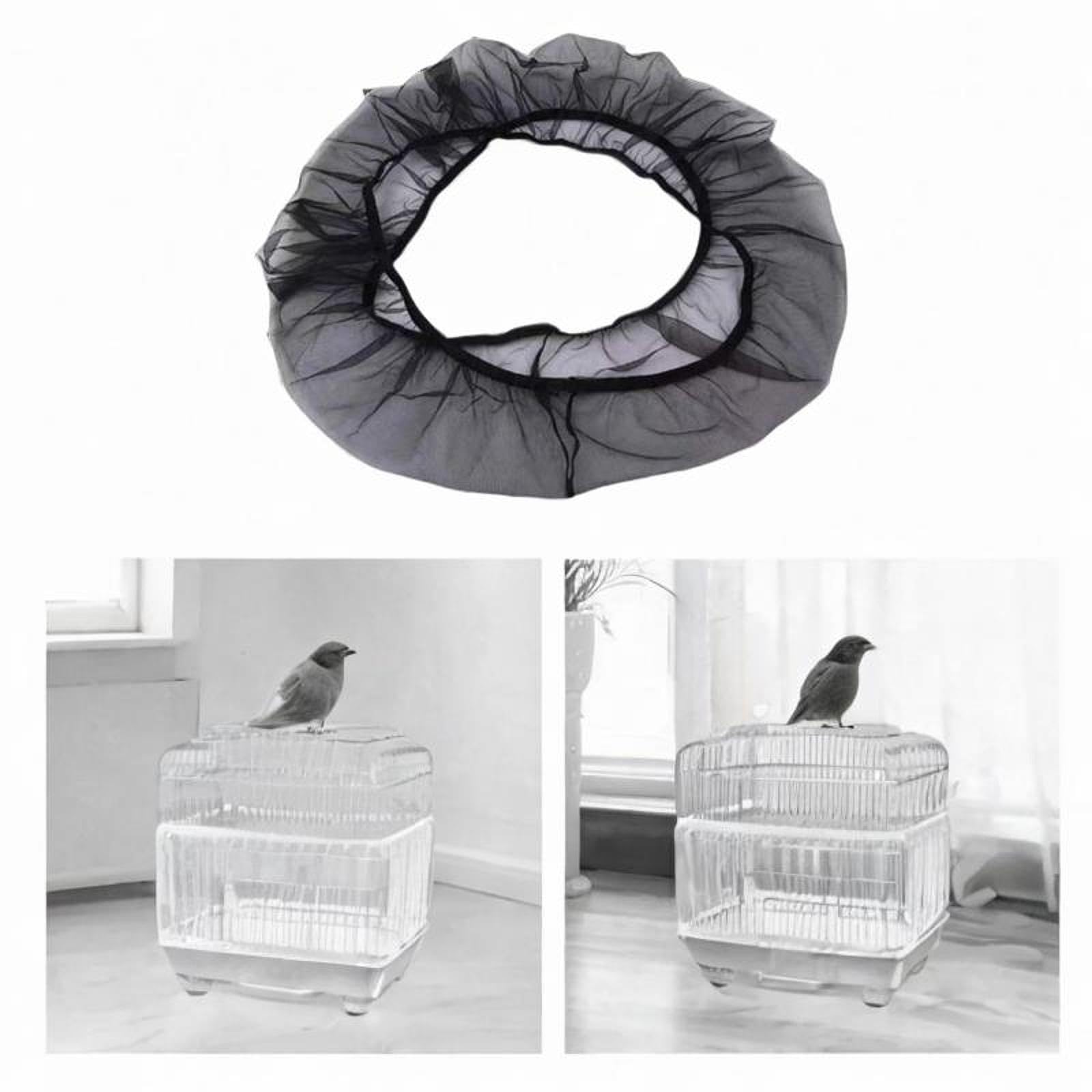 Bird Cage Cover Pet Bird Net Cover Soft Elastic Sturdy Cage Catcher Net, Black, 25cm