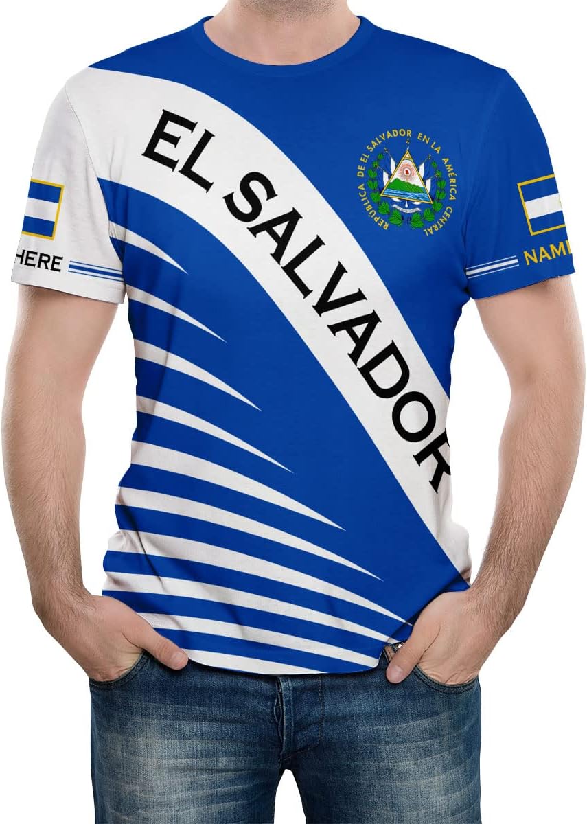 Personalized Name El Salvador Shirt, Customized Camiseta de El Salvador Flag Shirts for Men, Custom Name El Salvador Shirt 1
