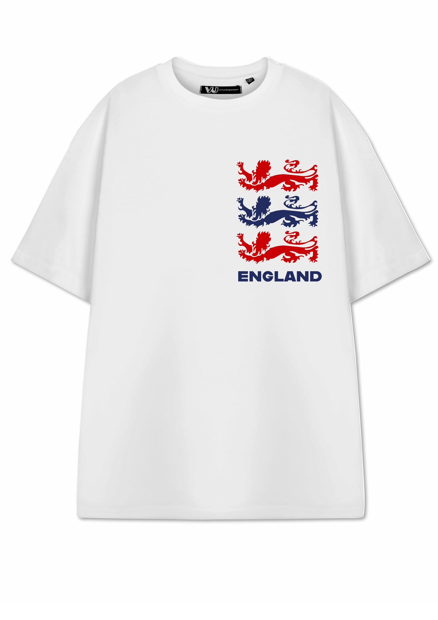 Show Me The Merch Adults White Graphic Tee | England Football T-Shirt with Crest Print | Unisex Short Sleeve Top | Tournament Match Day Merchandise | Classic Footie Fan Apparel - Medium