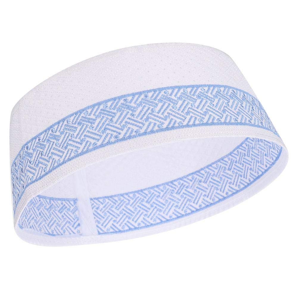 HztyyierKufi Hats For Men Men'S Muslim Prayer Hat Embroidery Kufi Hat SkullIslam Topi Prayer Hat Crochet Taqiyah Takke(59Cm/23.2Inch-Blue)