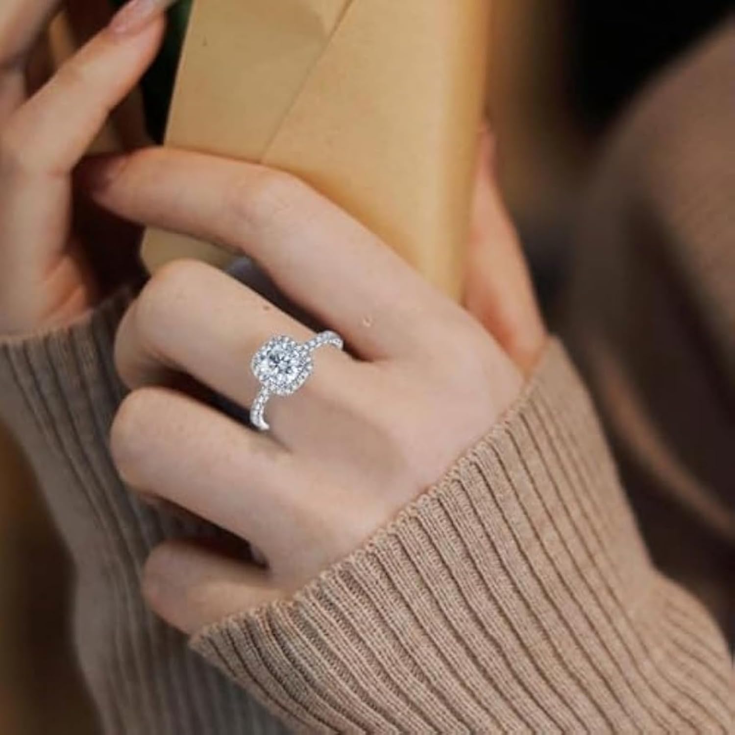 14K Gold 1.5 Carat 6x7mm Diamond Engagement Ring for Women | Excellent Cushion Cut, D-color, VVS1 Shine | Ideal for Romantic Proposals