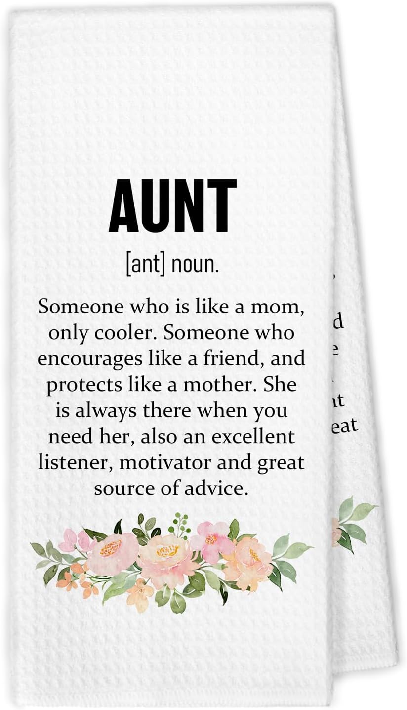 Aunt Gifts Kitchen Towels, Aunt Gifts from Niece Nephew Dish Hand Tea Towels, New Auntie Gifts for Mothers Day, Auntie Definition Decorative Towel for Bathroom Kitchen, 16x24 Inch