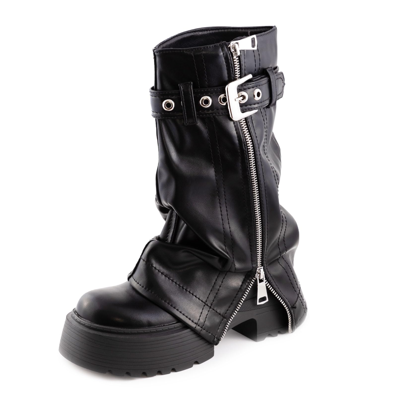 Toocool Stivali stivaletti da donna biker anfibi motociclista zip K-17