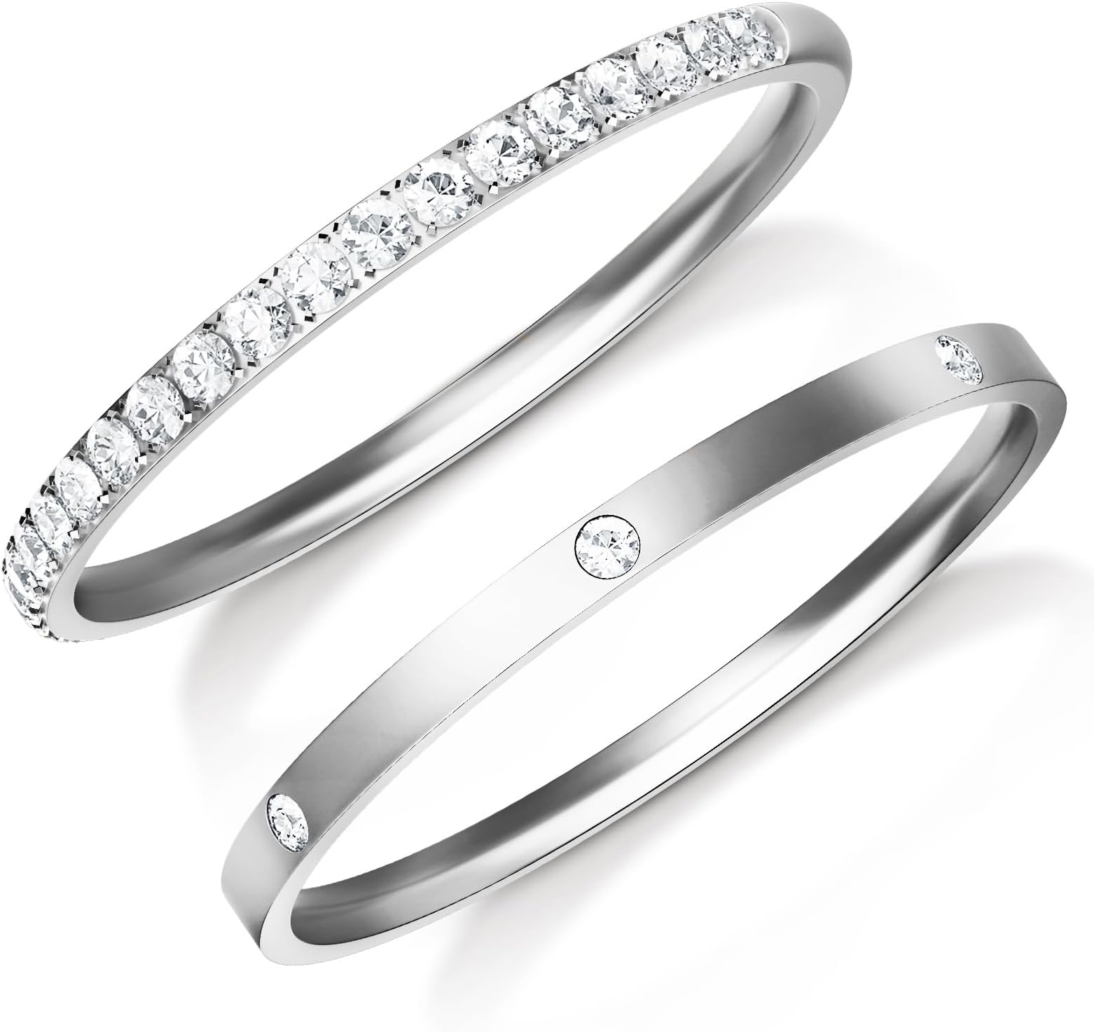 2-Pack 14K Gold Plated Stacking Rings for Oura Ring Gen 4/4 Ceramic, Oura Ring Gen 3 Horizon/Heritage, Cubic Zirconia Simulated Diamond Stack Rings for Women