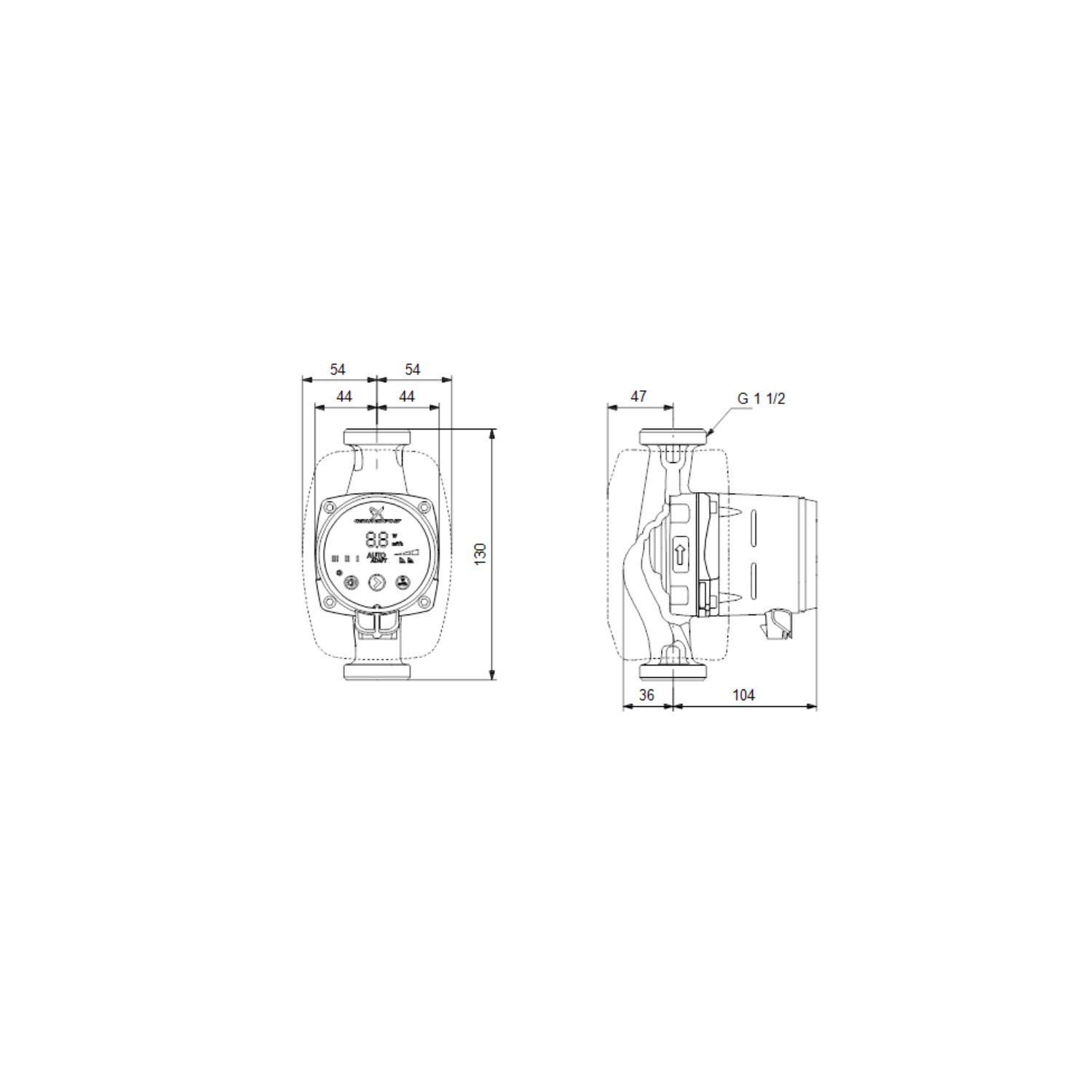 Bomba circuladora de alta eficiencia con rotor encapsulado, modelo Alpha2 25-40 130, 3-18W, 0.04-0.18A, PN10, conexión G 1 1/2, 14 x 10,8 x 13 centímetros, color negro y rojo (referencia: 99261701)