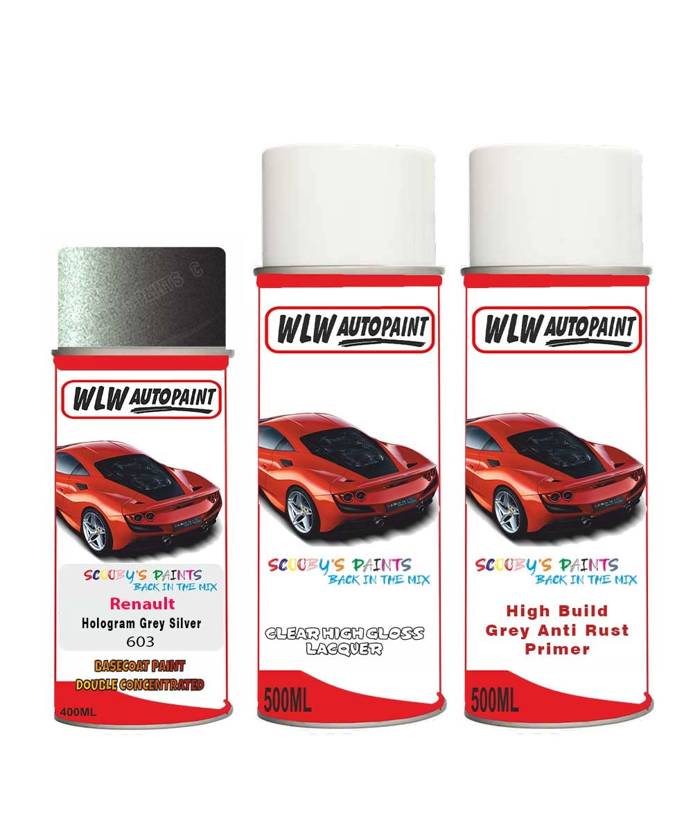 Aerosol Spray Paint For Renault Megane Hologram Grey Silver 1999-2009 Primer Undercoat With Lacquer
