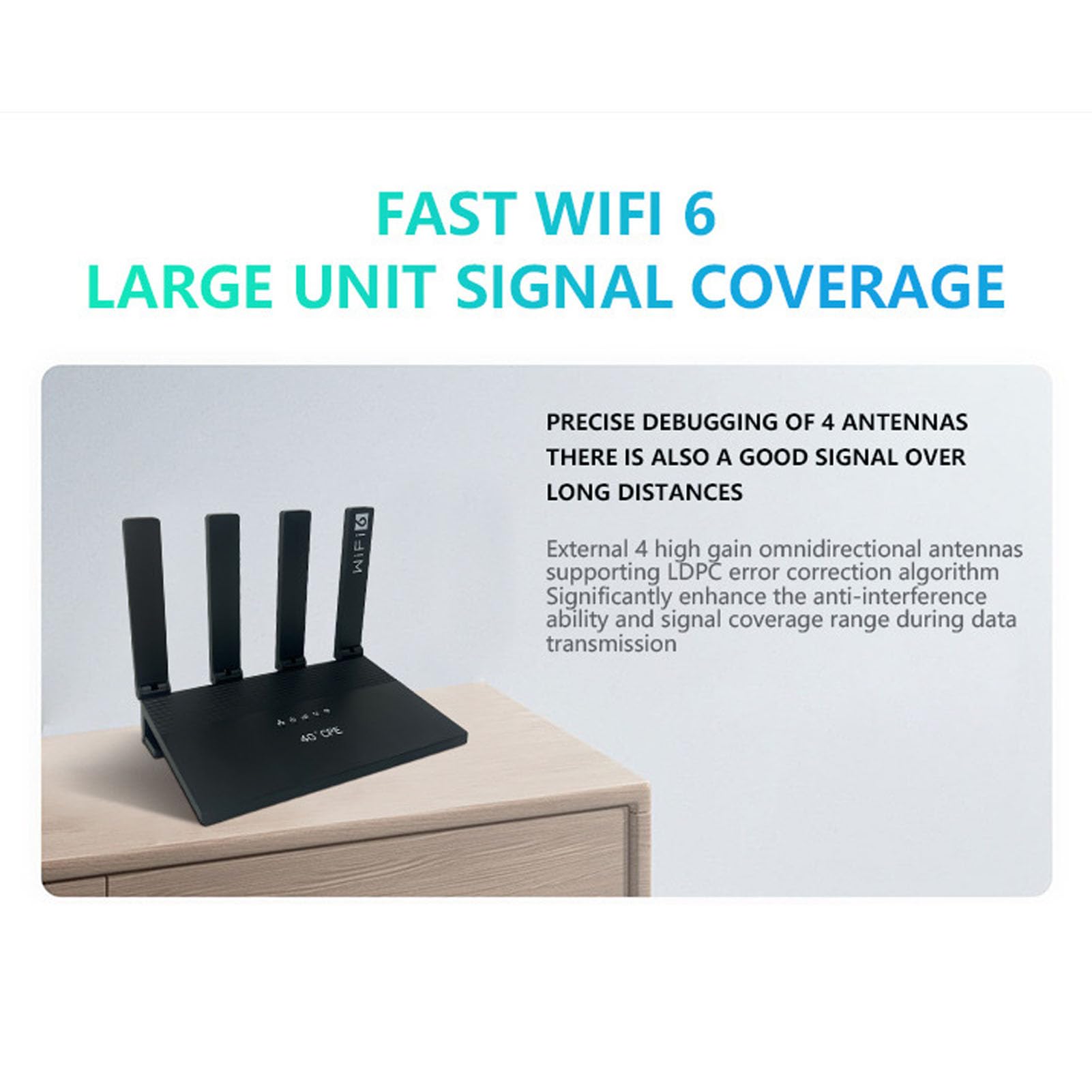 Router CPE 4G LTE, Modem Wireless WiFi6 con 4 Antenne Ad Alto Guadagno e Slot per Scheda SIM, per Uso Domestico e Lavorativo (Spina europea)