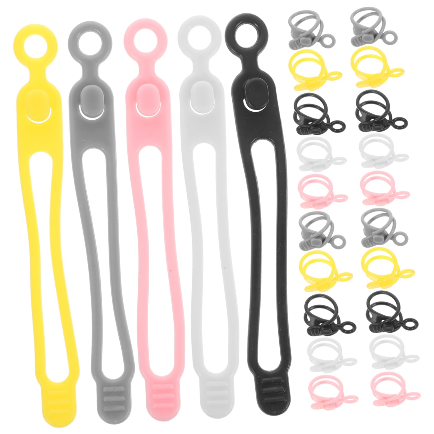Angoily 4 Set Di Fascette Fermacavi in ​​silicone Riutilizzabili Multiuso Organizer Per Cavi Da Scrivania Facile Da Usare 30 Pezzi*4