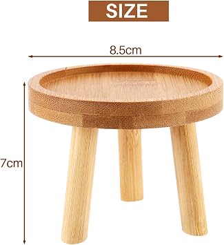 Mini Wooden Stool Plant Stand Flower Pot Base Holder Stool High Stool Balcony Round Flower Shelf for Indoor Outdoor, 8.5cm x 7cm