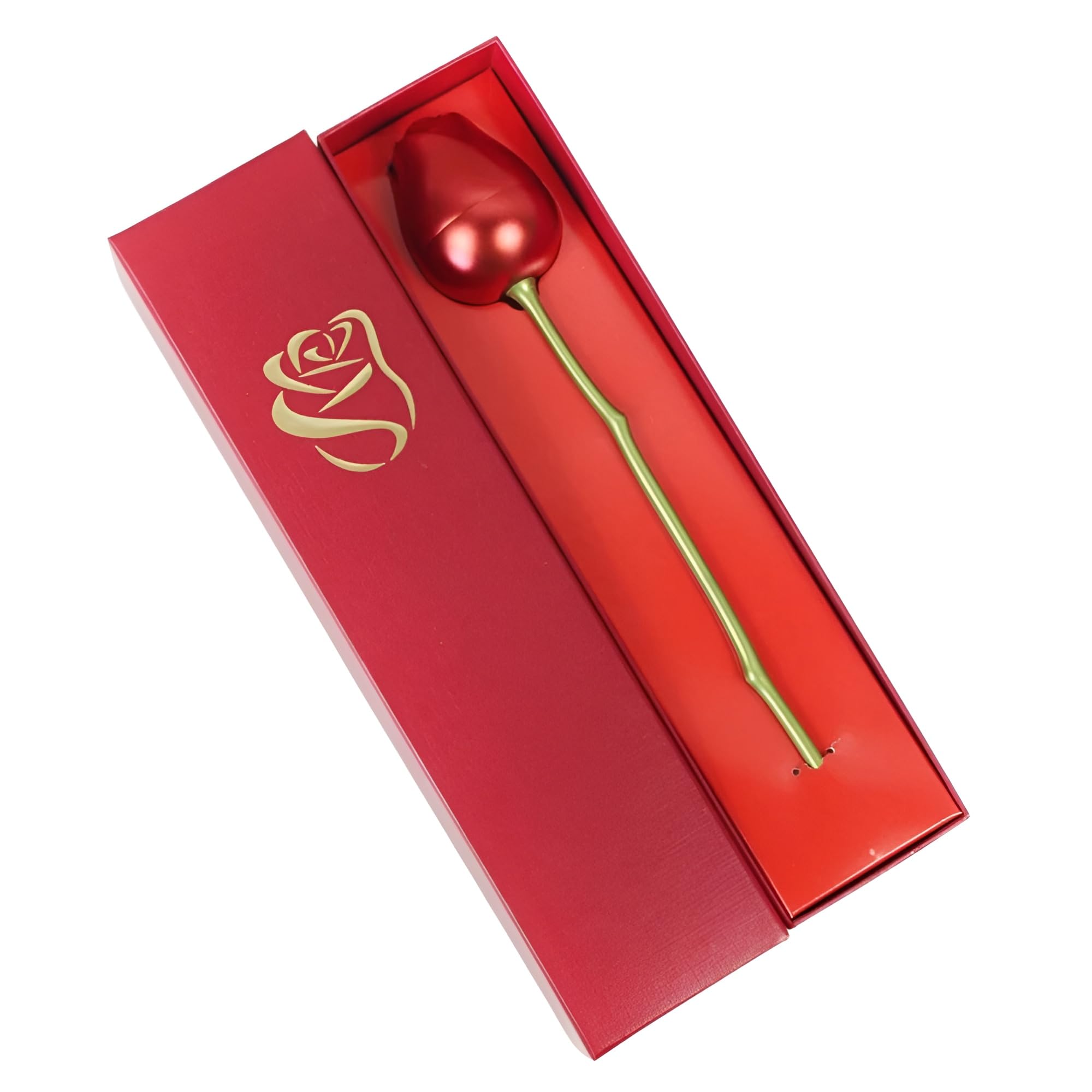 KRESHU Metal Rose Gift Box with Hidden Jewelry Storage | Premium Artificial Red Rose for Proposal, Engagement Ring Holder, Valentine, Anniversary & Romantic Gifts with Bag for Her (1-piece)