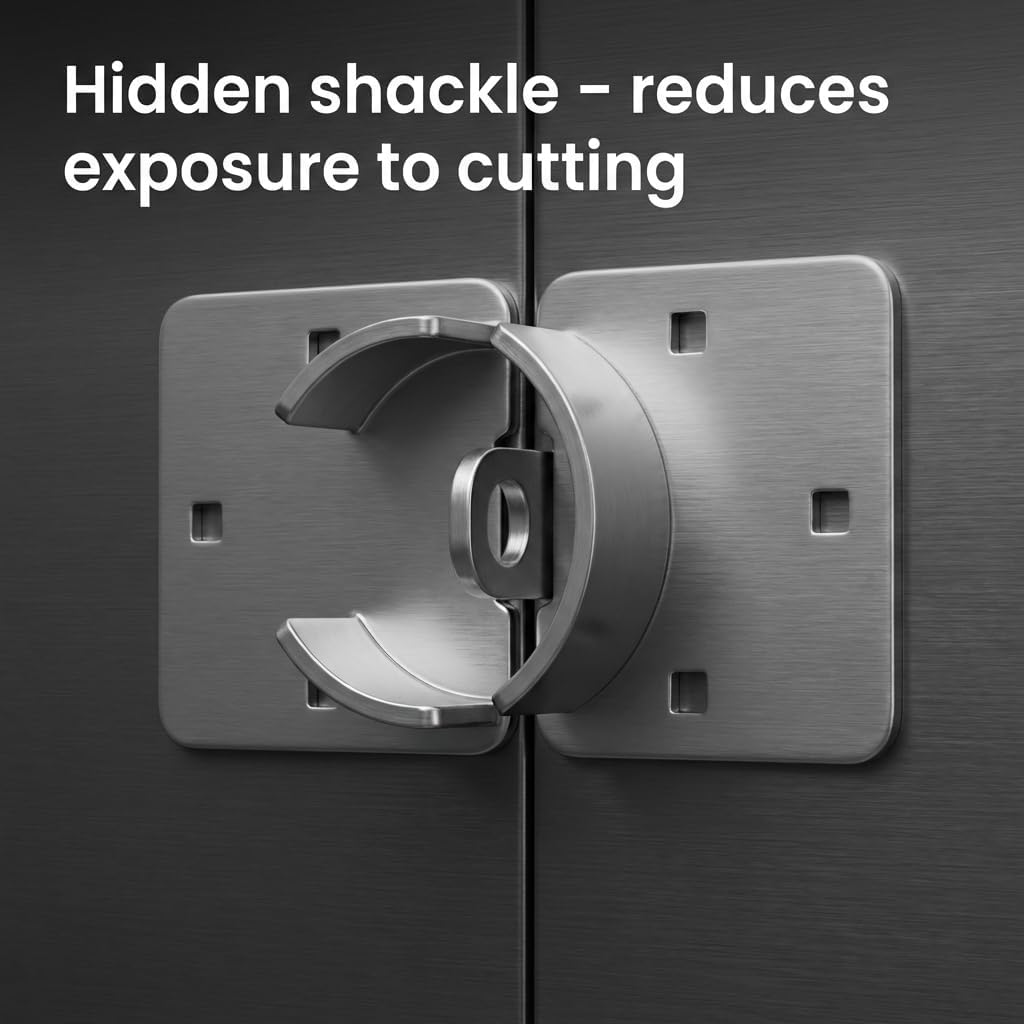 QWORK 2-7/8" Round Puck Lock Set with Hasps, 4 Pack Steel Hidden Shackle Lock Kit for Vans, Trucks & Gates