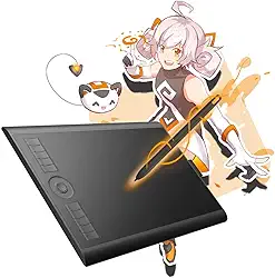 GAOMON Mesa Digitalizadora M10K PRO 10 polegadas, tablet de arte digital, suporta função de inclinação e radial com 10 teclas de atalho, caneta stylus