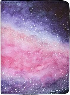 Capa para passaporte de couro com pintura abstrata de galáxia para passaporte e acessórios de viagem para homens e mulheres